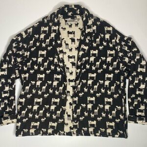 Vintage Women’s Chicos Western Moose Mountain Black  Cream Button Up Jacket Sz M